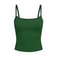 thumbnail image 7 of Tank Tops with Built in Bras Padded Summer Spaghetti Strap Sleeveless Cami Undershirts Fitted Basic Workout Shirts Featuring Soft Stretch Fabric Dark Green L, 7 of 7