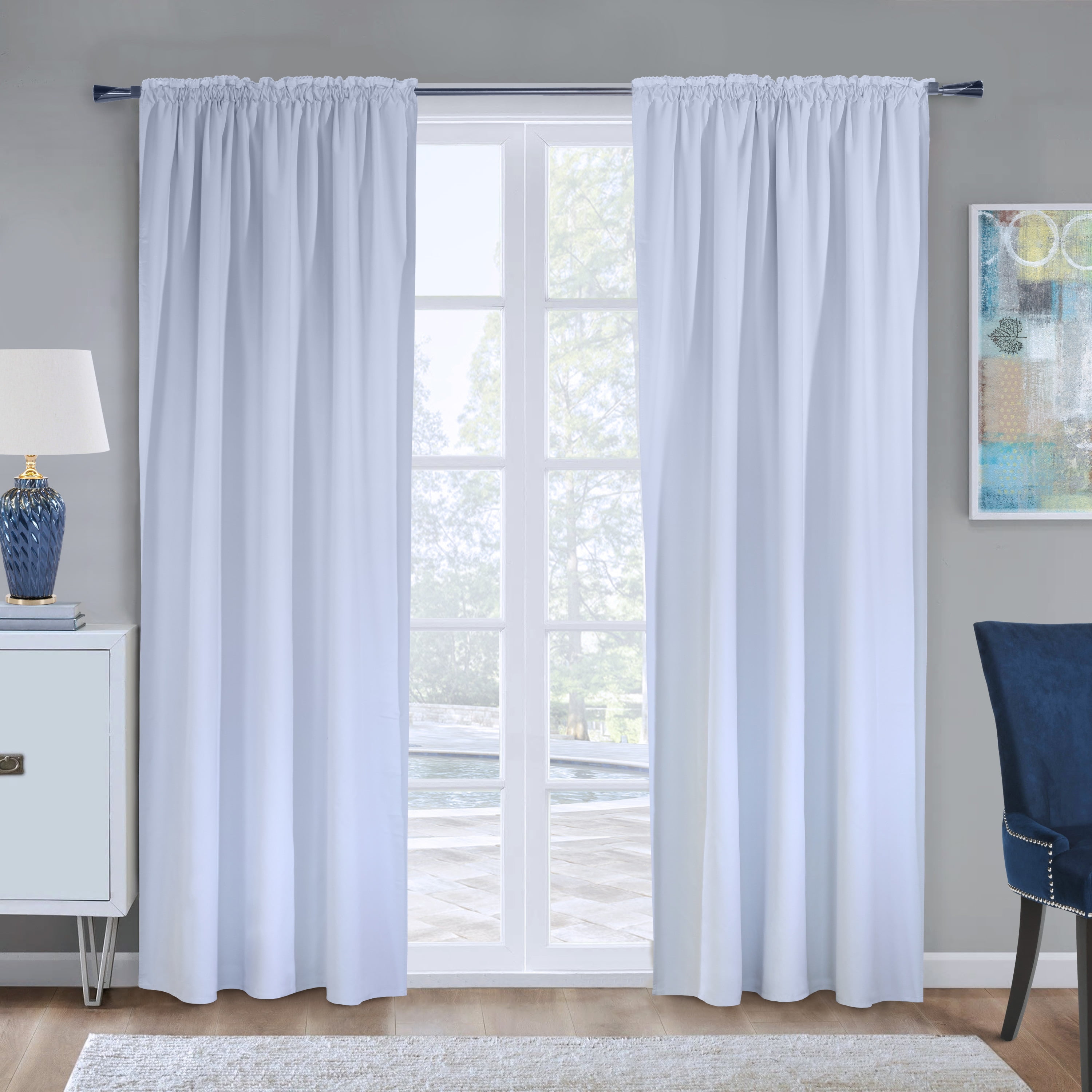 Deconovo Home Decorative Diamond Foil Printed Curtains Room Darkening Eyelet Curtains Blackout Curtains for Boys Room W55 x L95 Inch Grey One Pair 