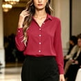 thumbnail image 6 of Karight Womens Button Down Shirts Cotton Oxford Shirt Dress Shirt Long Sleeve Work Blouses Tops with Pocket, 6 of 6