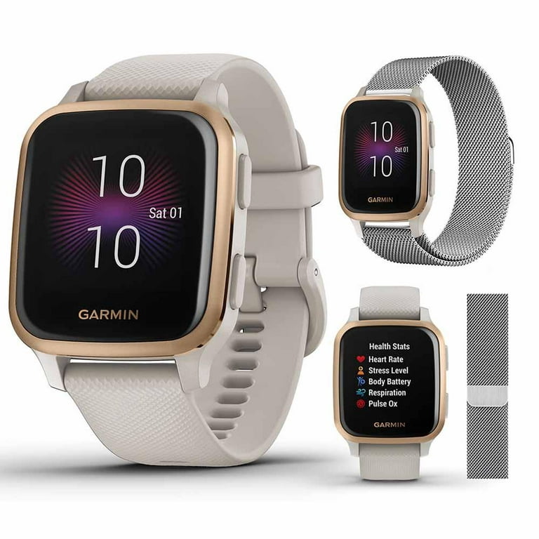  Garmin Venu Sq Music, GPS Smartwatch with Bright Touchscreen  Display, Features Music and Up to 6 Days of Battery Life, Rose Gold with  Tan Band : Electronics