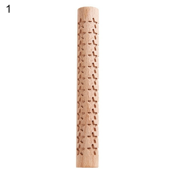 HEVIRGO Rolling Pin Food Grade Sturdy Construction Wood Multifunctional Labor-saving Embossed Pastry Roller for Home Clear Wood