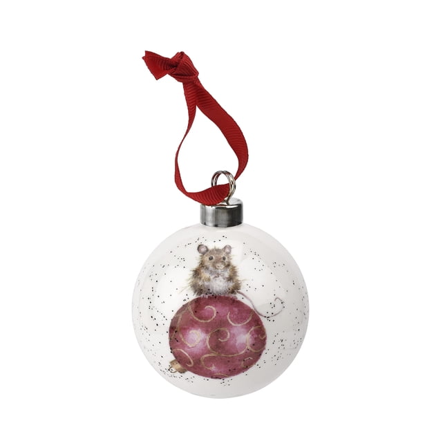 Adorno Colgante Royal Worcester Wrendale Designs | Ni Una Criatura Estaba Removiendo Un Adorno Con Motivo De Ratón | 2,6 Pulgadas | Hecho De Porcelana Fina | Adorno Colgante Para Árbol De Navidad