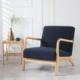 thumbnail image 3 of SUNICOL Stretch Armchair Slipcover with Zipper, Jacquard Spandex Wood Arm Chair Cover Protector, Elastic Removable Accent & Dining Chair Covers for Living Room, Home Decor, Navy Blue, 3 of 8