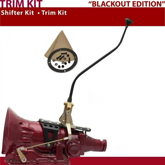 American Shifter 4L80E Shifter Kit 23 in. Swan Trim Kit Black Dual Shift Tan Boot Ringed Knob for D2A7D