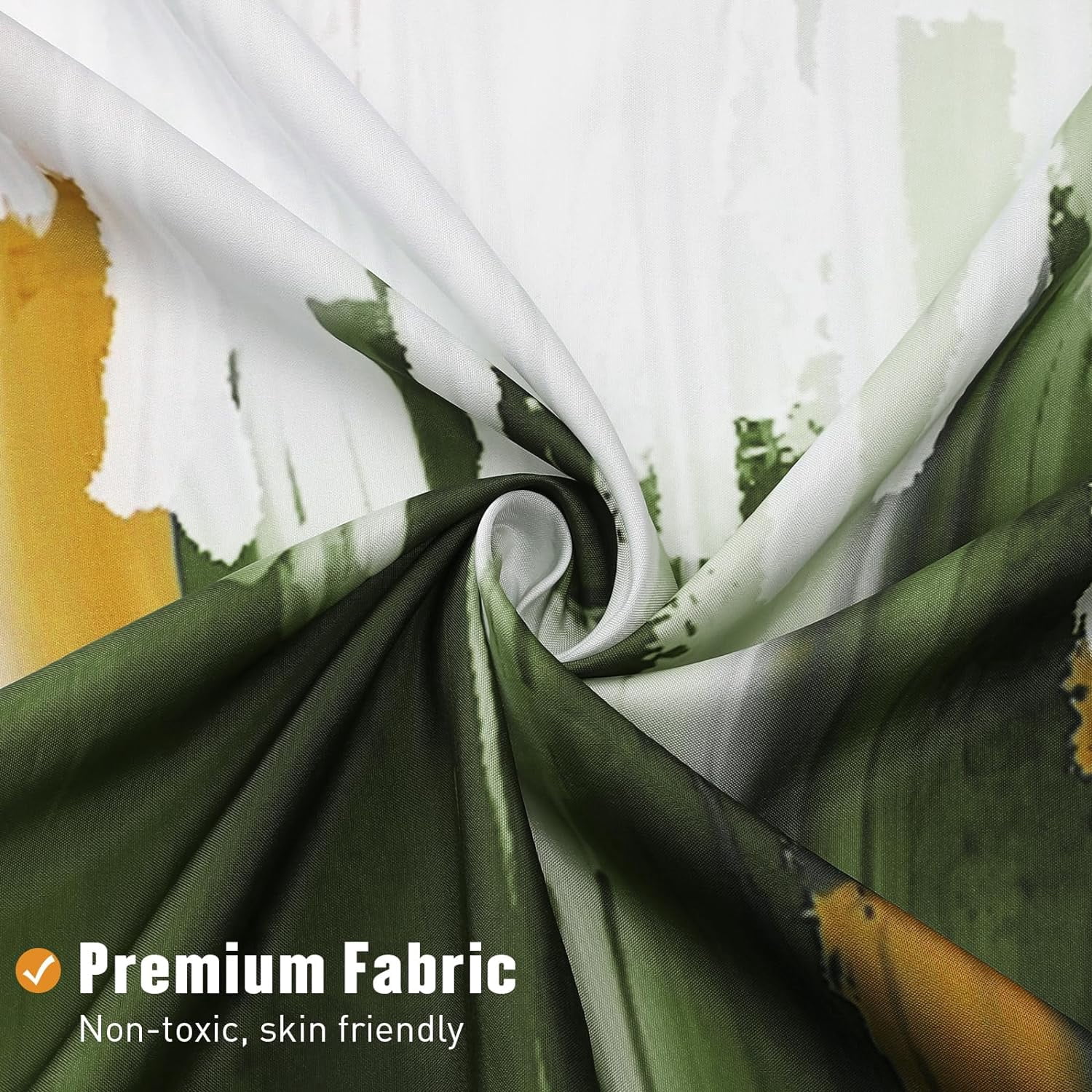 Abstract Ombre Shower Curtains for Chic Modern Bathroom Decor, Graffiti Vintage Fabric Shower Curtain, Brush Strokes Oil Painting Style, Sage Green, 72 x 72