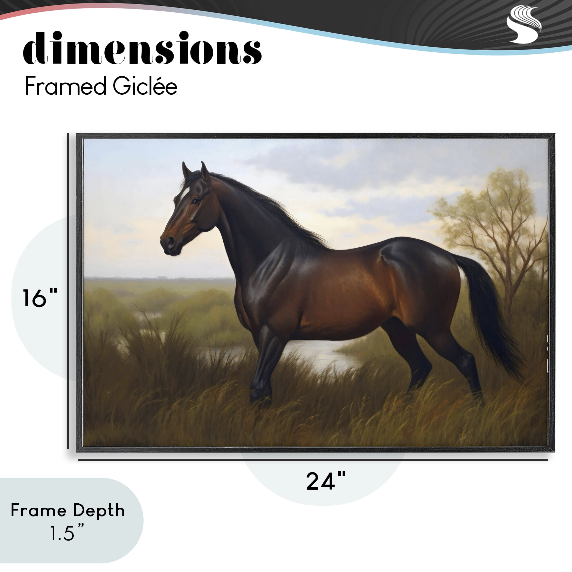 Stupell Industries Stallion in Marshland Black Framed Giclee Art, design by Creative Studio
