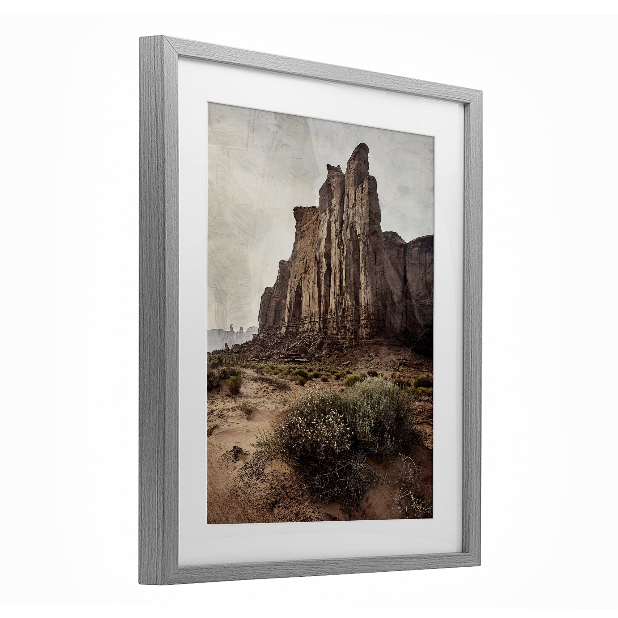 Stupell Industries Desolate Rock View Gray Framed Print Under Glass, design by Kim Allen