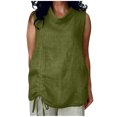 thumbnail image 2 of VBVC Women's Cotton Linen Side Ruched Tank Top , Ladies' Sleeveless Cowl Neck Tunic Blouse , Summer Casual Elegant Vacation Shirt For Women,Army Green,S-2XL, 2 of 8