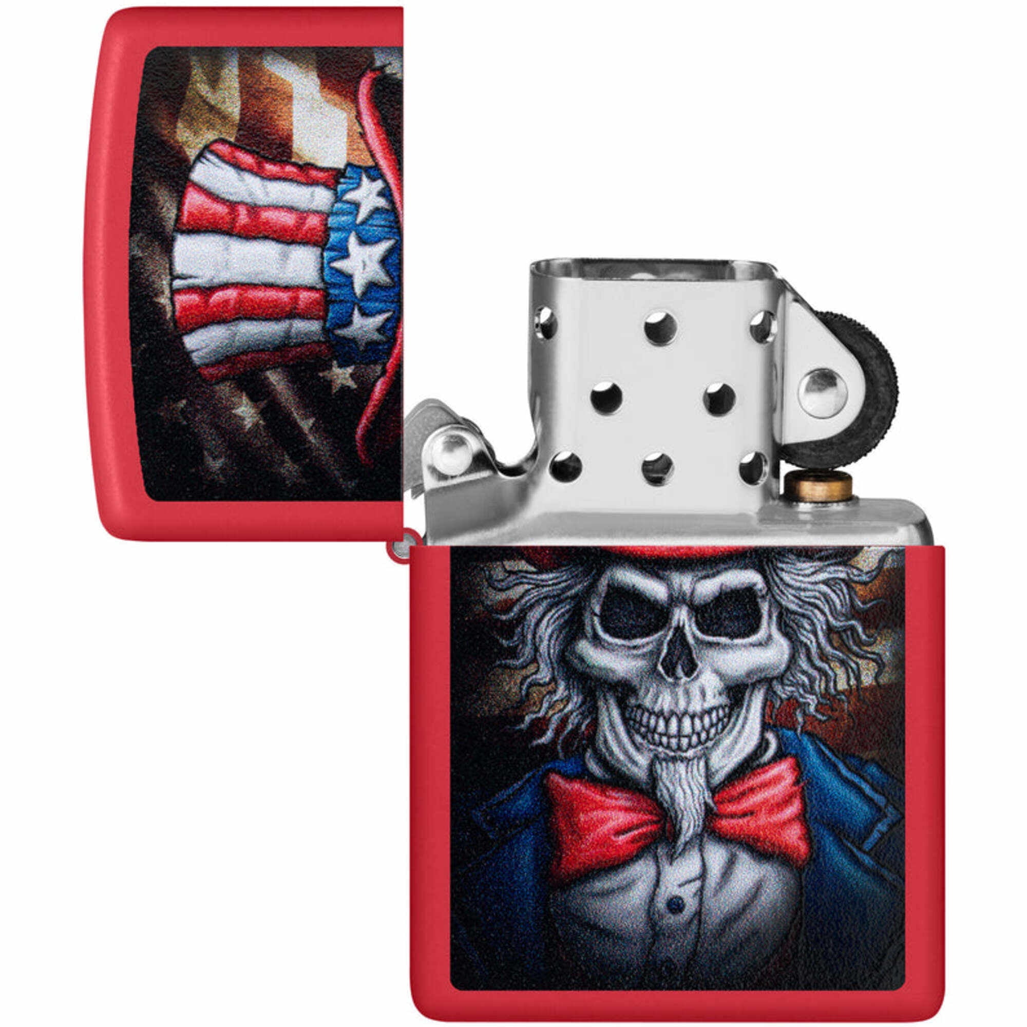 Zippo 46696 Uncle Skeleton Design Red Windproof Pocket Lighter