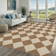 thumbnail image 4 of Haperlare 9'x12' Washable Jute Area Rugs Checkered Carpet, Non Slip Low Pile Rug Contemporary Indoor Outdoor Floor Mats for Living Room Bedroom Backyard, Coffee, 4 of 7
