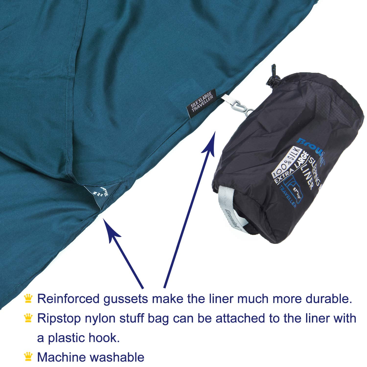 Browint Sleeping Bag Liner, Dark Blue