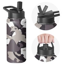 Camouflage Insulated Stainless Steel Water Bottle with Straw & Cleaning Brush – 18 Oz | Leakproof, BPA-Free, 304 Stainless Steel, Wide Mouth, Travel Mug for Car, Gym, Office