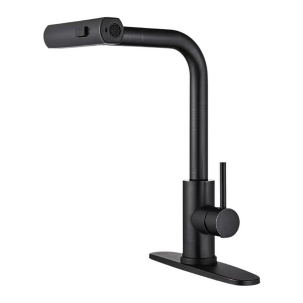 Grifo mezclador de cocina en cascada, grifos de agua fría y caliente, fregadero de cocina giratorio, grifo de fregadero montado en cubierta para negro
