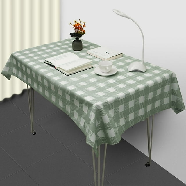 Rectangle Plaid Tablecloth Multipurpose Waterproof Oil-proof Table Cover for Party Wedding Banquet New - Light Green