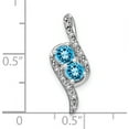thumbnail image 3 of 14K White Gold Blue Topaz And Diamond Chain Slide (Width 9.25) (Length 22.3) - Jbsp, 3 of 5