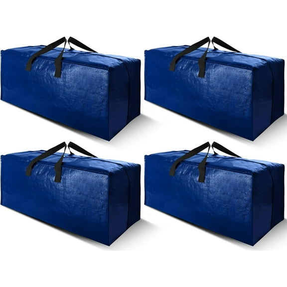 XiHAMA 4 Pack Heavy Duty Extra Large Moving Bags with Backpack Straps - Strong Handles & Zippers, Storage Totes For Space Saving, Fold Flat, Alternative to Moving Box