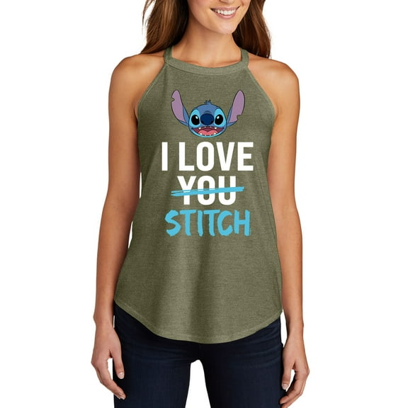 Lilo & Stitch - Valentine's Day I Love Stitch - Juniors High Neck Tank Top