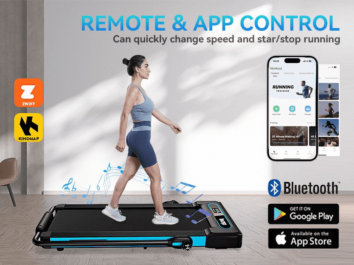 TOSSFD 2.5HP Folding Treadmill Remote Control Walk Pad Compact Electric Running Portable Walking Pad for Home Fitness