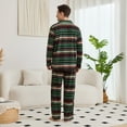 thumbnail image 3 of Vulcanodon Mens Fleece Pajama Set, Ultra Soft Warm Long Sleeve Prints Sleepwear Cozy Button Down Pjs for Men(RED-GREEN RHOMBUS, XL), 3 of 4