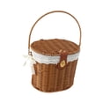 thumbnail image 2 of Picnic Basket Shopping Basket Gift Hamper Lightweight Imitation Rattan with Secure Lid for Outings and Groceries, 2 of 9