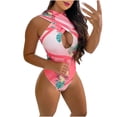 thumbnail image 1 of Conjunto de ropa de playa con estampado de Bikini y trajes de baño siameses calados con flores sexis para mujer Fridja  nalpqowj24368, 1 of 6