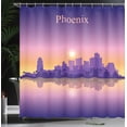 thumbnail image 3 of Ambesonne Phoenix Shower Curtain, American City Skyline Dawn, 69"Wx70"L, Pale Orange Fuchsia, 3 of 4