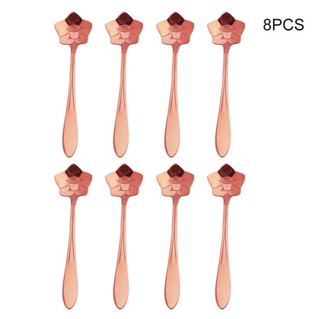 

VeliToy Stainless Steel Tableware 8 Pack Creative Flower Coffee Spoon Dessert Spoon Sugar Spoon for Stirring Mixing Cafe or Bar(Rose Gold Platycodon Grandiflorum X8pcs)