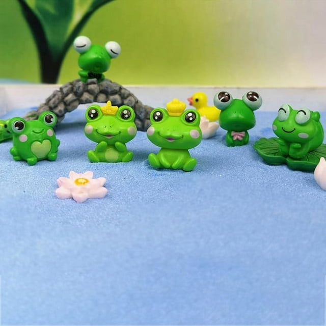 10Pcs Cute Frog Miniature Fairy Garden Ornament DIY Micro Landscape Decoration