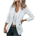 thumbnail image 2 of Ecqkame Women's Blazers & Suit Jackets Casual Lightweight Blazers Turndown Collar Long Sleeve Office Jacket for Daily/Work A-White S on Clearance, 2 of 8