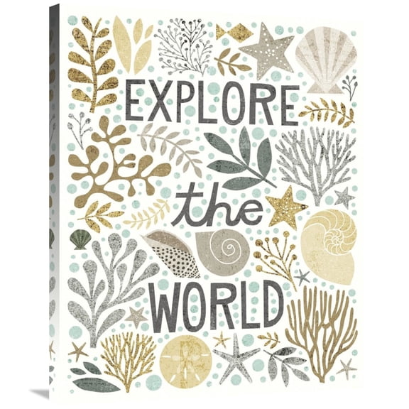 Global Gallery's 'Under Sea Treasures I Gold Neutral' By Michael Mullan Stretched Canvas Wall Art