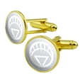 thumbnail image 1 of Green Lantern Blackest Night White Lantern Logo Round Cufflink Set Gold Color, 1 of 6