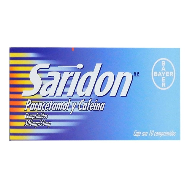 Analgésico Saridon alivio del dolor de cabeza, caja con 1 tabletas, Paracetamol 5 mg