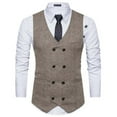 thumbnail image 2 of Aueoeo Suit Vests For Mens Cotton Comfy Soft Waistcoat Retro Sleeveless V Neck Herringbone for Prom Party, 2 of 8