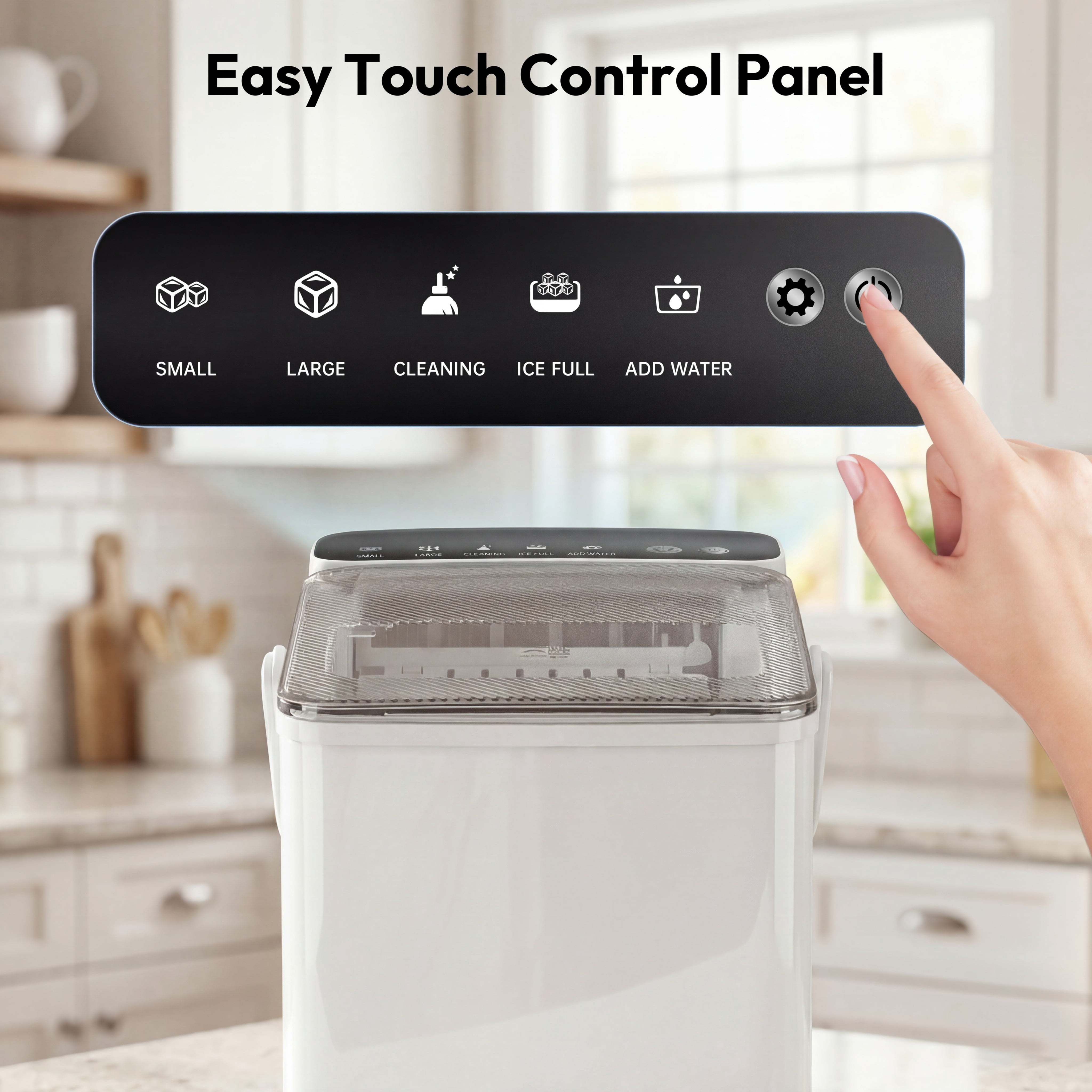 EUHOMY Countertop Ice Maker, 26 lbs/Day Portable Bullet Ice Machine, Self-Cleaning, Compact Design, White