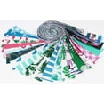 thumbnail image 2 of Soimoi 40Pcs Tropical Theme Flamingo Print Precut Fabrics Strips Roll Up 1.5x42inches Cotton Jelly Rolls For Quilting - Pink, Blue & Green, 2 of 9