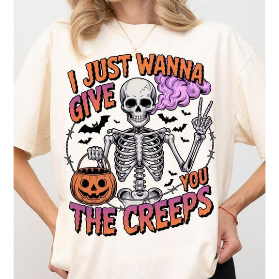 I Just Wanna Give You The Creeps T-shirt, Funny Halloween Shirt, Creepy Ghost Shirt, Retro Halloween Png, Spooky Season TH090610