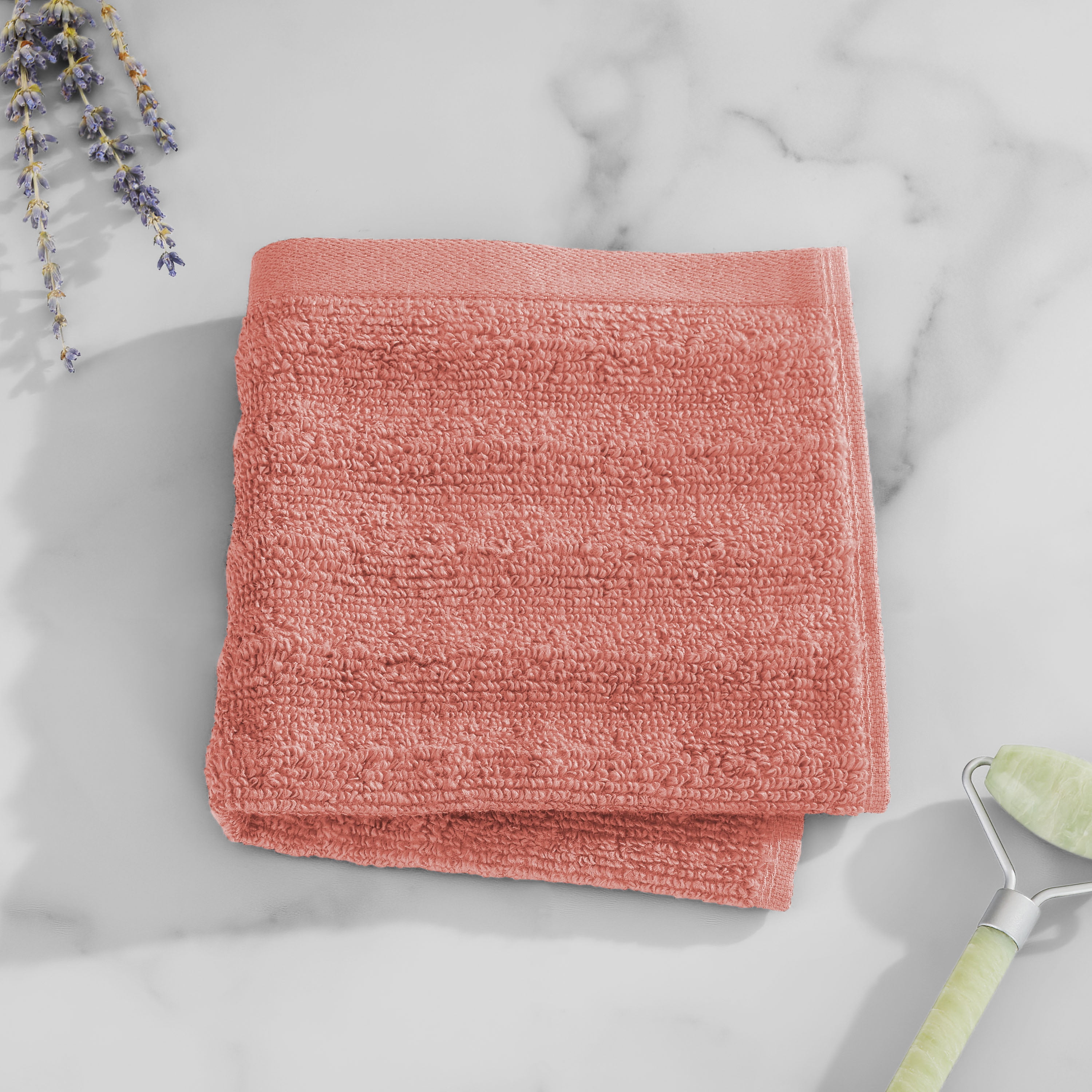 Mainstays Performance Cotton Washcloth, Super Soft Quick Dry Fade Resistant, Textured Teracotta
