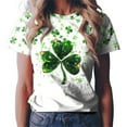 thumbnail image 6 of Aayomet Women St Patricks Day Round Neck Short Sleeve Shirt Irish Graphic Tops (Green, XXL), 6 of 6