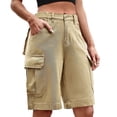 thumbnail image 2 of Taqqpue Bermuda Jean Shorts for Women High Waisted Trendy Stretchy Cargo Denim Shorts Knee Length Cutoff Loose Fit Long Shorts Summer Casual Jorts On Clearance for Women with Pockets S-XXL, 2 of 9