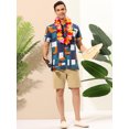 thumbnail image 3 of Unique Bargains Men's Geometric Printed Short Sleeves Button Shirt, 3 of 6