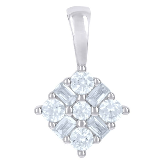 925 Sterling Silver Womens Baguette Cubic-Zirconia Fashion Charm Pendant