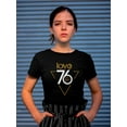 thumbnail image 2 of Love 76 Gold Glitter  Shaped T-Shirt Women -Image by Shutterstock, Female Small, 2 of 4