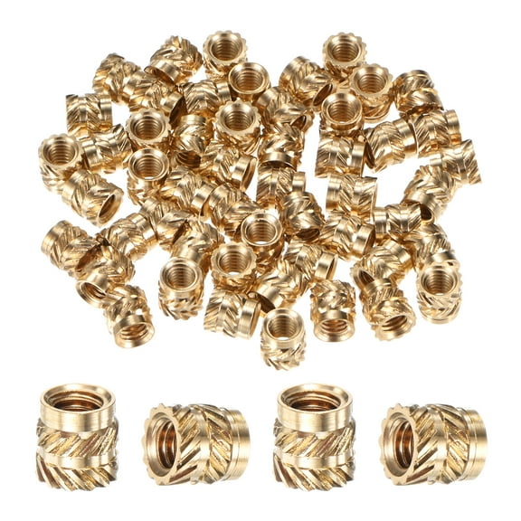 Uxcell 50-Pack Threaded Inserts - M4 x 6mm Brass Heat Set Insert Nuts 6mm OD
