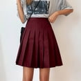 thumbnail image 2 of Elara Women’s High Waist Pleated Midi Skirt Flowy A-Line Long Skirt, Classic Elastic Waist Pleated Skirt Wine XL, 2 of 4