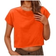thumbnail image 1 of Camisetas para las Mujeres de Cuello Redondo, Camisetas Sueltas de Manga Corta, 1 of 8