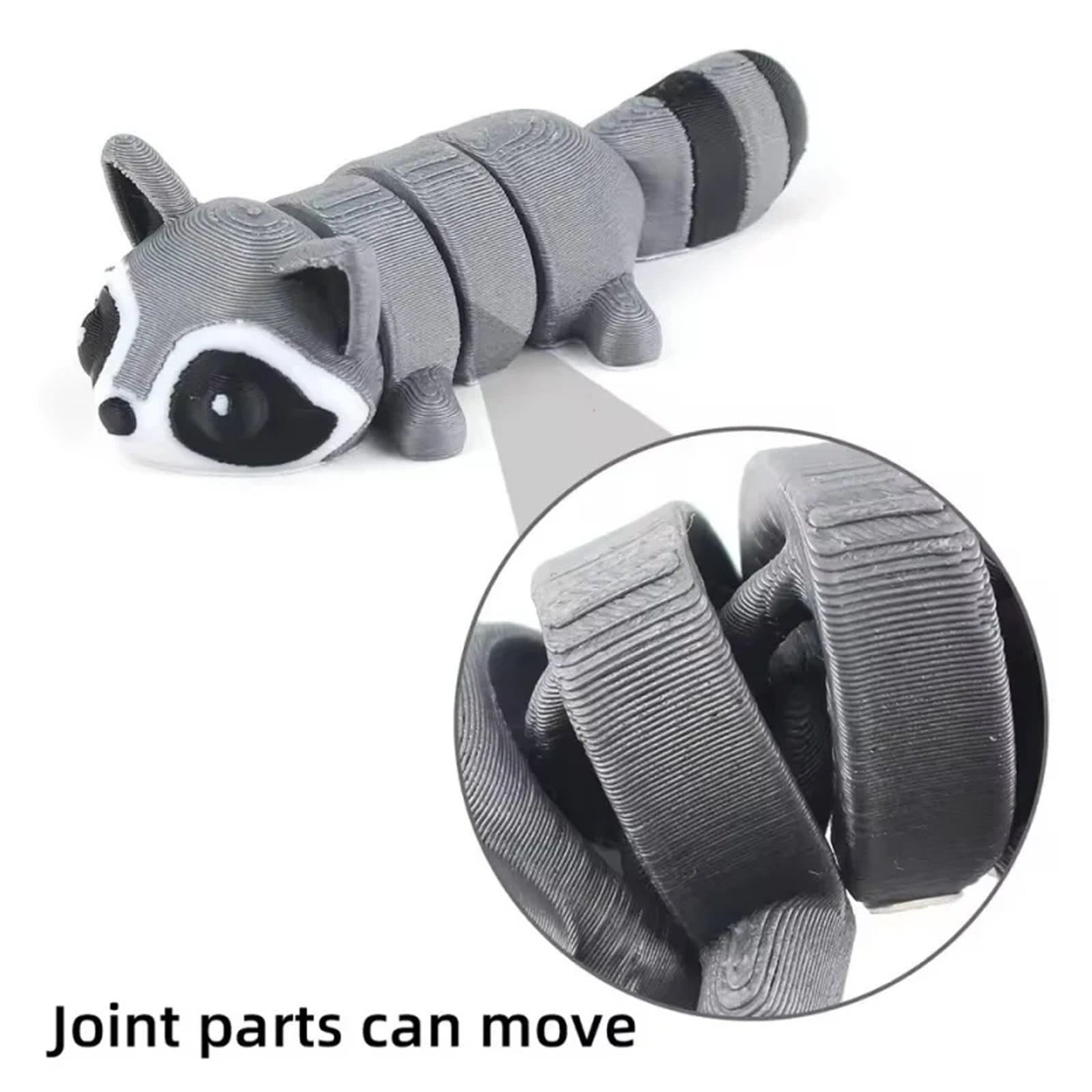 1pc 3D Printed Articulated Raccoon Fidget With Trash Can - Multi-Jointed Movable Decor, Desktop Home Model Ornament