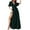 Green, variant on CIENVNSTG Women High Waist Crossover V Neck Dresses Summer Side Split Hem Dress Solid Color Short Sleeve Gown Female Commuter Casual Frock Party Dresses Black L