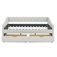 thumbnail image 5 of Full Size Daybed with 2 Storage Drawers, Upholstered Bed Frame for Bedroom, Guest Room & Lounge Room, Beige, 5 of 7