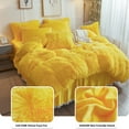 thumbnail image 4 of LIFEREVO 3 Pieces Luxury Plush Shaggy Faux Fur Duvet Cover Set(1 Fluffy Fuzzy Comforter Cover + 2 Pompoms Fringe Quilted Pillow Shams), Zipper Closure, King Size, Yellow, 4 of 7