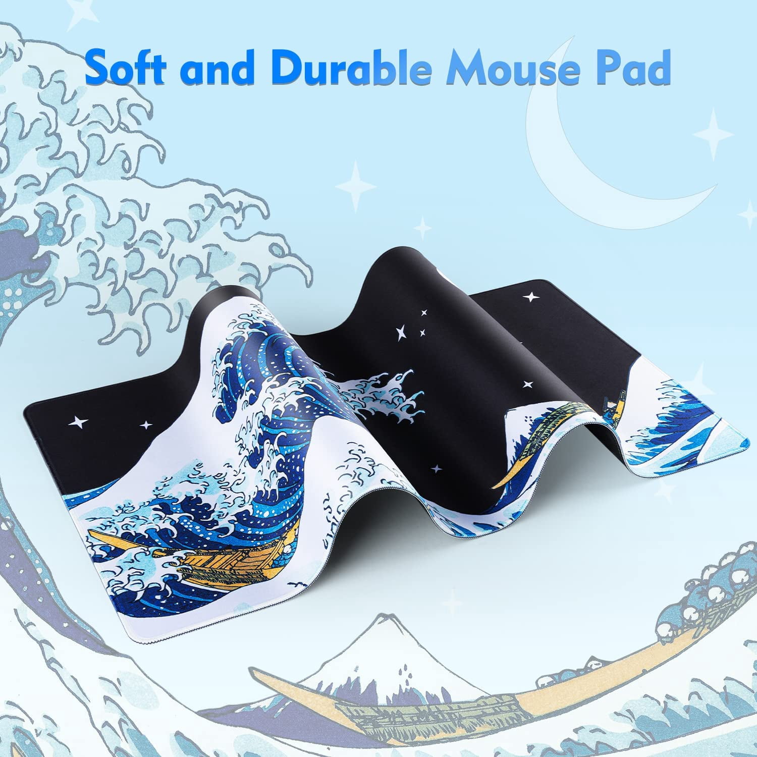 Large Mouse Pad, Black and White Gaming Mouse Pad Desk Pad, 31.5×15.75In Japanese Mouse Pad XXL Desk Mat, Gaming Mousepad, Big Mouse Pads for Desk, Extended Mouse Pad with Non-Slip Base